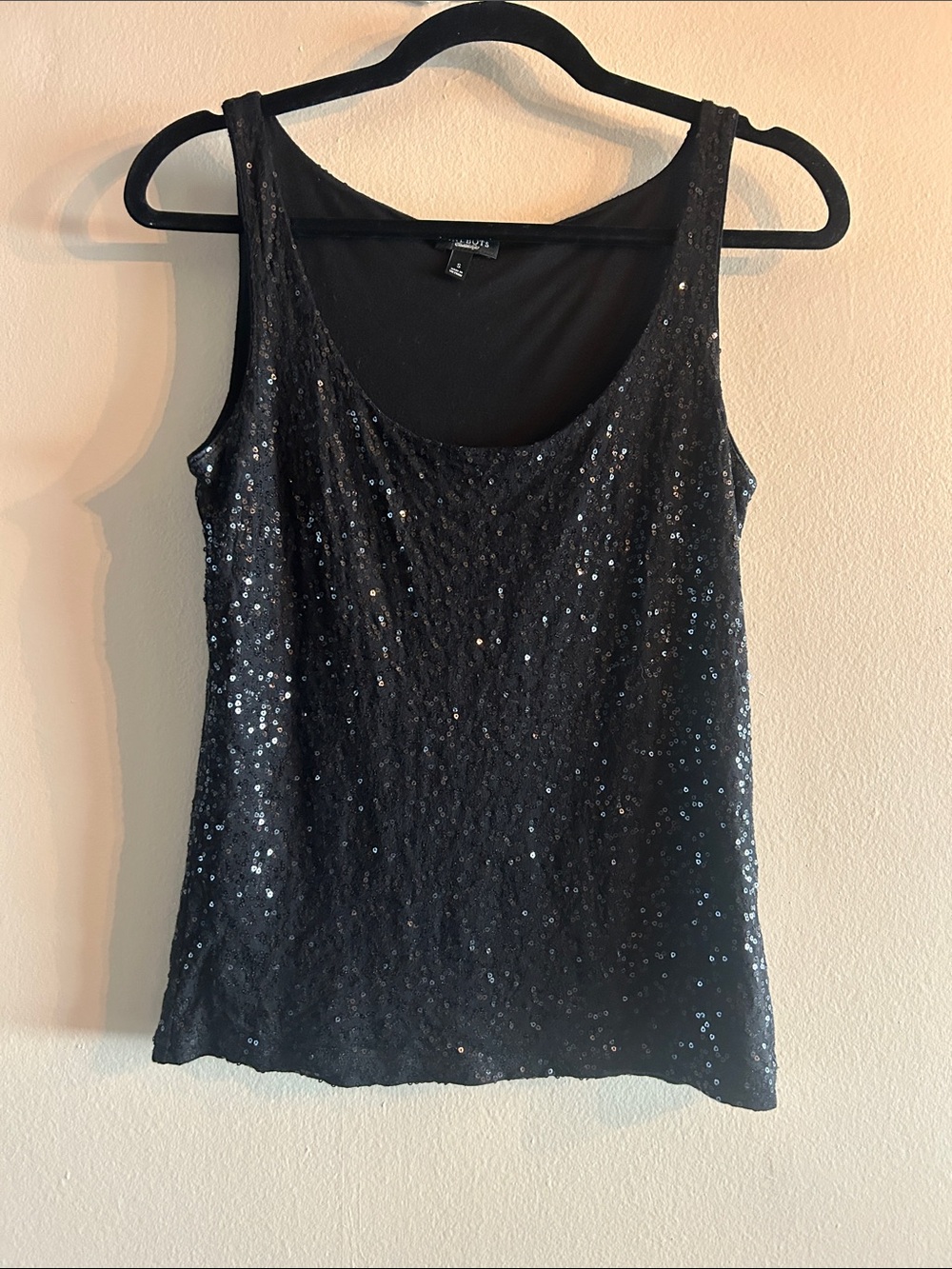 Talbots black sequin tank top Small